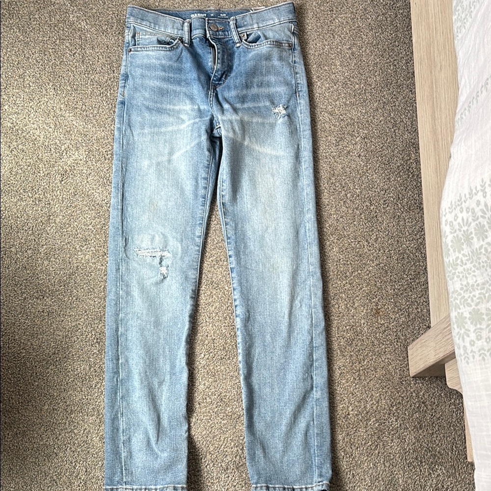 Boys Old Navy Light Blue Distressed Jeans size 14